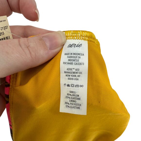 Aerie Padded Bikini Top MEDIUM Scoop Floral Green Pink Retro Tropical Botanical - Picture 9 of 11